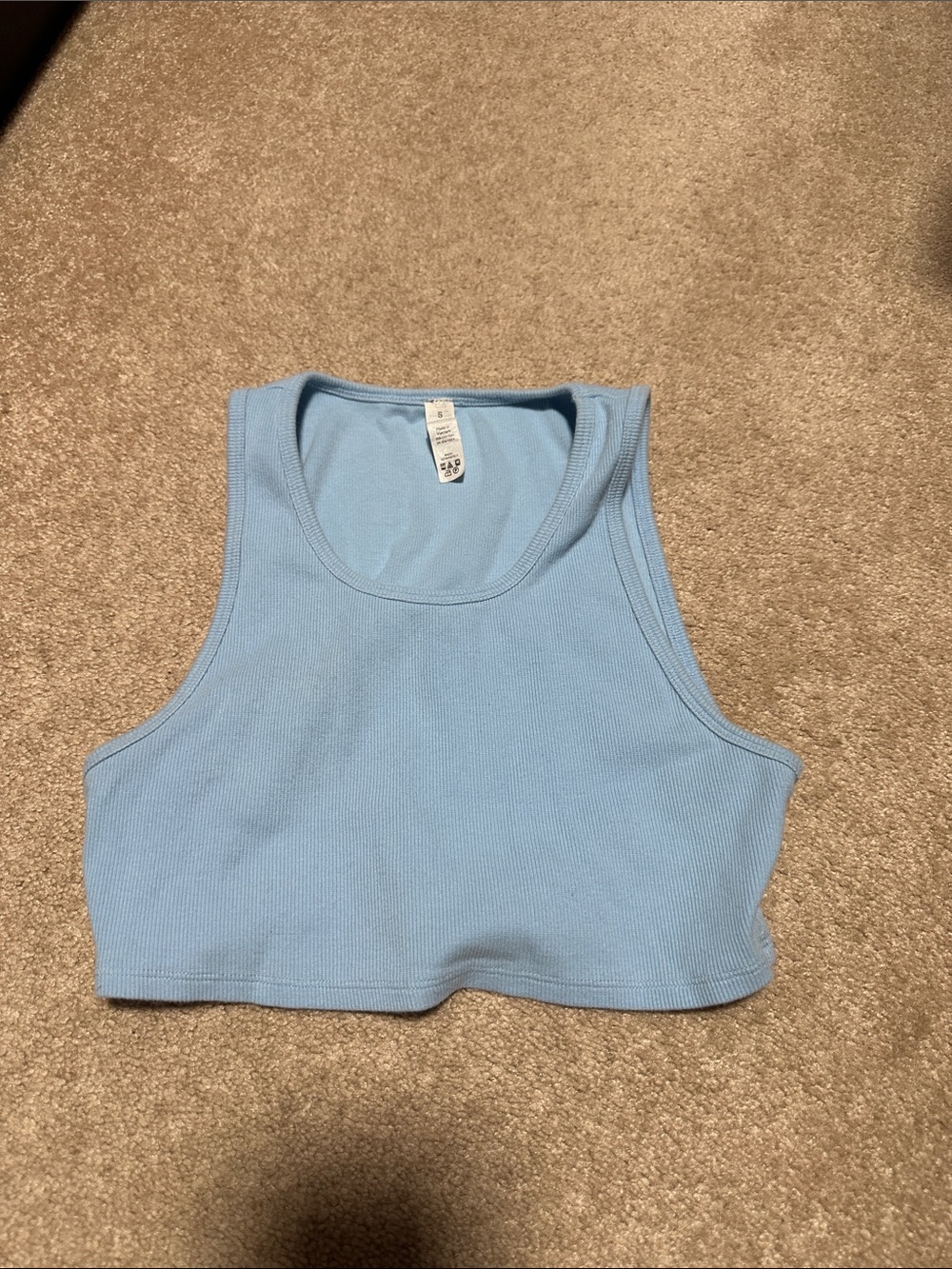 Alo Yoga Light Blue Ribbed Crop Tank Top